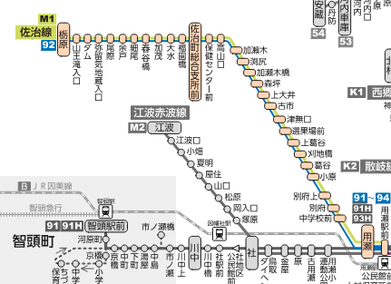 (M1)佐治線路線図